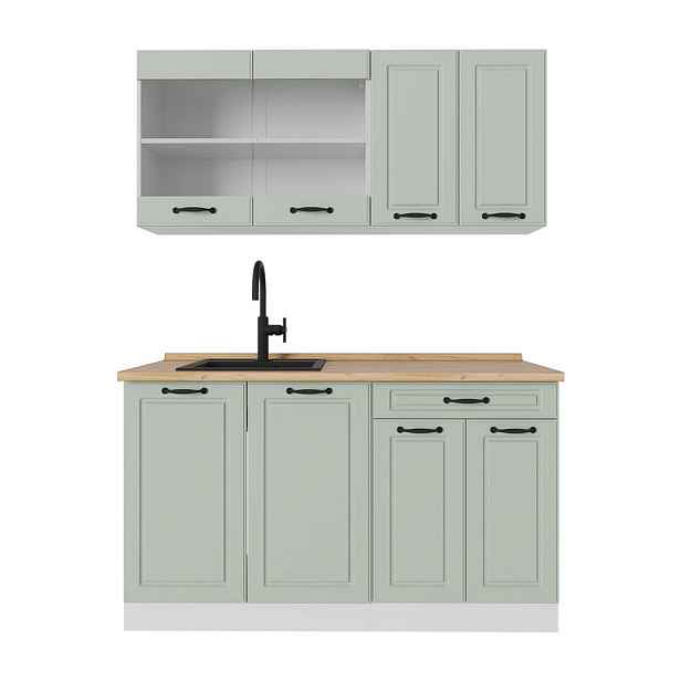 Vicco JEDNOTKOVÁ KUCHYNĚ R-Line, Mint venkovský dům/Bílá, 140 cm pracovná doska Dub Goldkraft