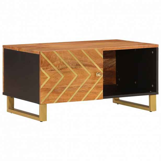 vidaXL Konferenční stolek hnědý a černý 80x50x40 cm masivní mangovník