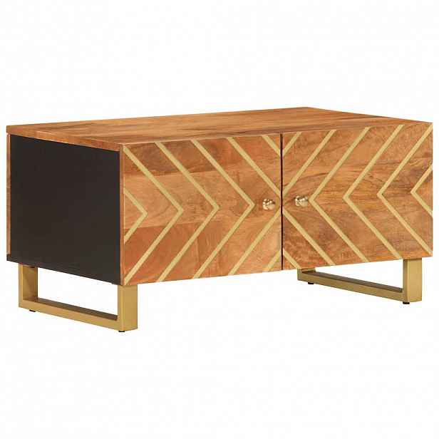 vidaXL Konferenční stolek hnědý a černý 80x50x40 cm masivní mangovník