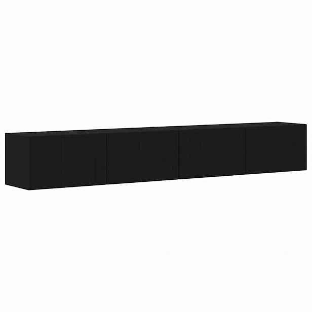 vidaXL TV wall cabinet 2 ks Černá Kompozitní dřevo