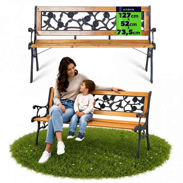 TEMU KADAX Hřbitovní lavice s opěradlem 127 cm Dřevěná hrobová lavice