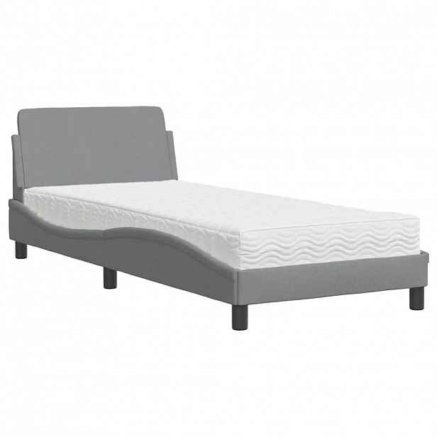 vidaXL Postel s matrací Dover světle šedá 90 x 200 cm textil
