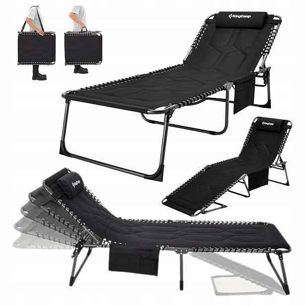 Zahradní a plážové lehátko skládací, nastavitelné, 5 poloh, XL, 200 kg