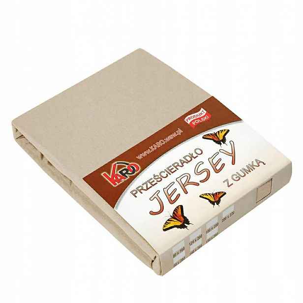 Prostěradlo jersey s gumičkou 220x240 béžové cappuccino 076 Karo