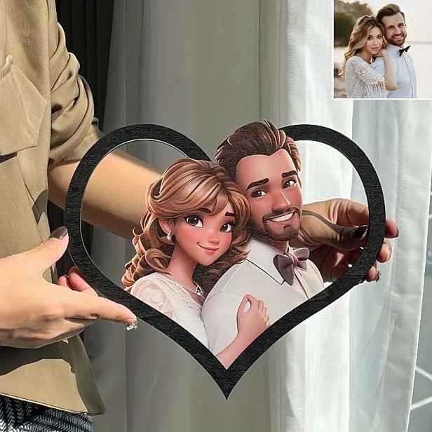 TEMU Akrylový umělecký tisk na zakázku - kreslený design generovaný AI - personalizovaný kreslený fotorámeček - perfektní dárek na