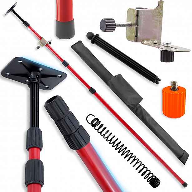 TEMU Rozporowa RETOO Handytools, Teleskopický stojan pro vrtačku, Délka 300 cm, Protiskluzová noha, 360° otočná platforma, Adaptér pro úhly, Tisknutá