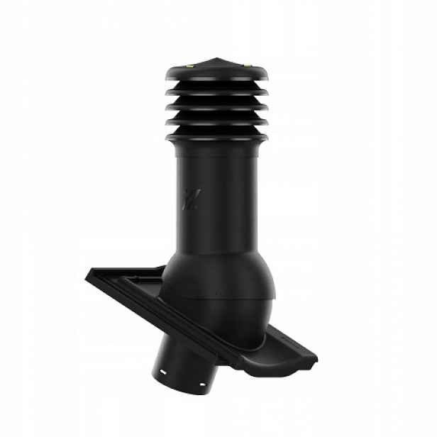 Větrací komín HiVent fi 125 mm pro keramickou střešní krytinu, černý