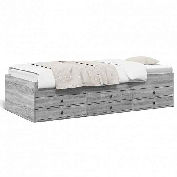 vidaXL Válenda se zásuvkami bez matrace dub sonoma 90 x 190 cm