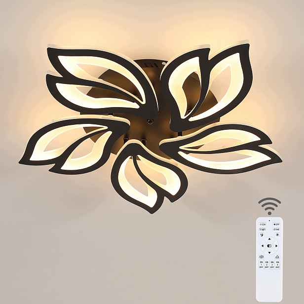 Stropní Led lampa lustr černý 5 ramen moderní obývací pokoj s dálkovým ovládáním 45W