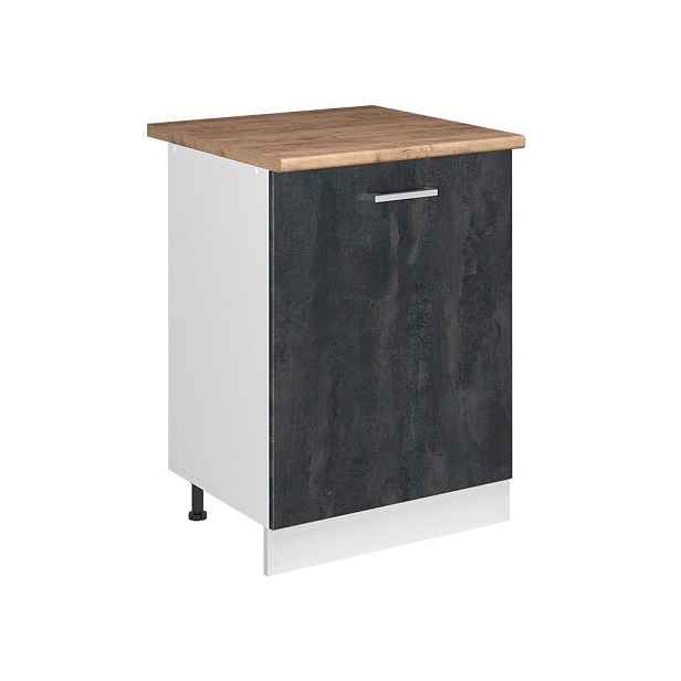 Vicco SPODNÍ SKŘÍŇKA KUCHYŇSKÉ LINKY R-Line, Černý beton/Bílá, 60 cm s 1 dveřmi pracovná doska Dub Goldkraft