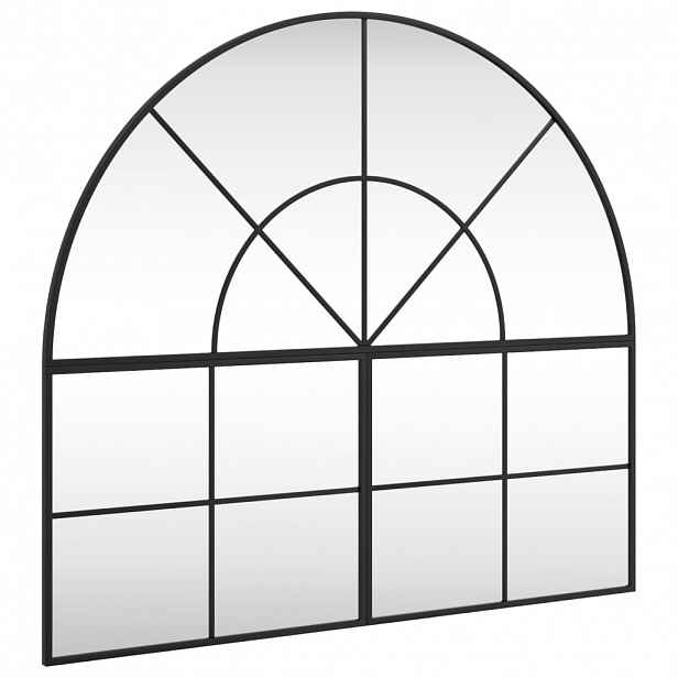 vidaXL Nástěnné zrcadlo černé 100 x 90 cm oblouk železo