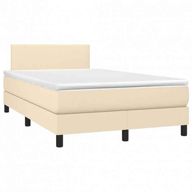 vidaXL Box spring postel s matrací krémová 120x190 cm textil