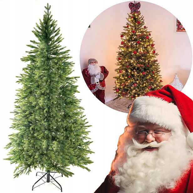 Hustý vánoční stromek 220 cm 100% Pe Jako Živý Efekt mladých výhonků