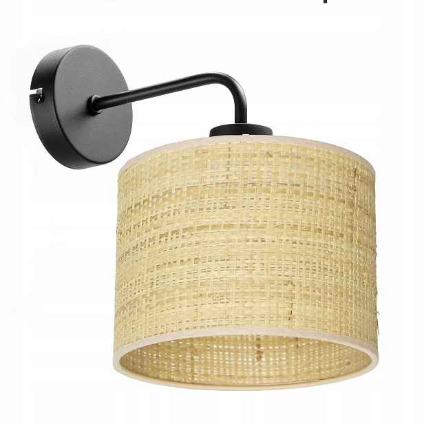 Nástěnná Lampa Kovová Led Stínidlo Ratan E27 Polská Lampa Boho