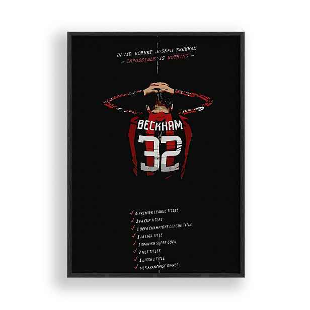 Obraz David Beckham Ac Milan Rámeček Dřevěný Černý 30x42 cm
