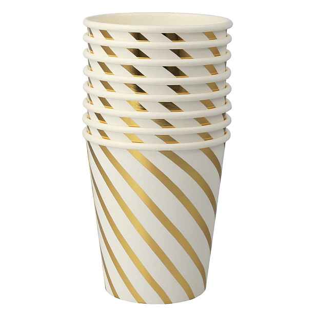 Papírové jednorázové kelímky v sadě  8 ks Gold Swirl – Meri Meri