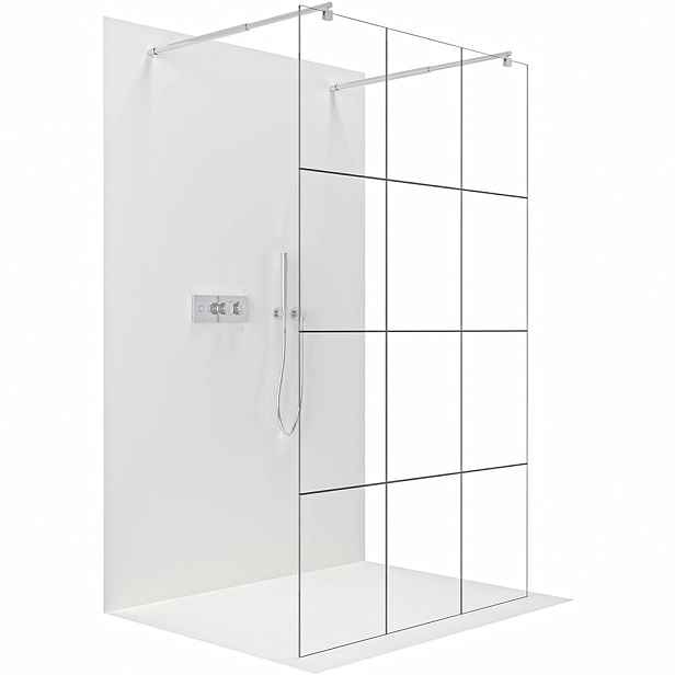 Sprchová zástěna Walk-in Onyx Duo L/P - 8 mm - kulatá vzpěra  -  chrom, industriální sklo - 90x200 cm