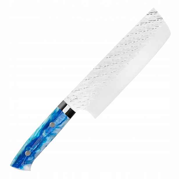 Takeshi Saji Strix Blue Acrylic Ručně kovaný japonský ostrý Nůž Nakiri 17 cm