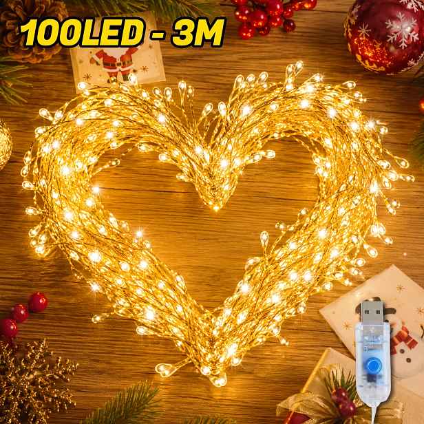 TEMU USB interiérové dekorativní světelné řetězy, 300/200/100 ks LED diod s vysokým svítivostí, 12 režimů osvětlení, vhodné pro domácí ložnici, Den