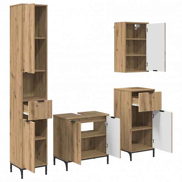 vidaXL Sada koupelnového nábytku 4 ks Artisanový dub