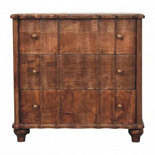 Artisan Furniture MEDIÁLNÍ SKŘÍŇKA s povrchovou úpravou v barvě Wine Wood Oak, 4 zásuvkami, 2 otevřenými policemi, úchytkami T-Bar, hnědá