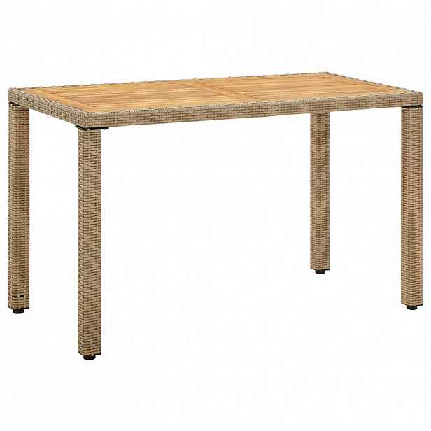 vidaXL Zahradní stůl béžový 123x60x74 cm polyratan a masivní akácie