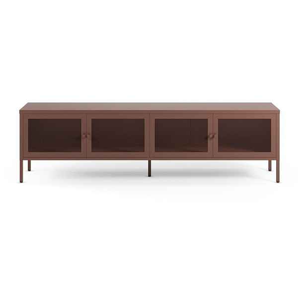 Vínový kovový TV stolek 160x50x35 cm Fayna – Marckeric