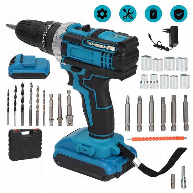21V Příklepová Vrtačka S Led Osvětlením A Ergonomickou Rukojetí