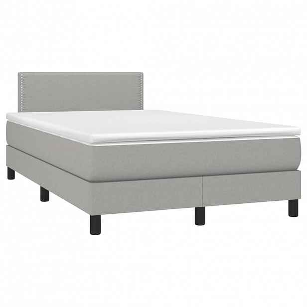 vidaXL Box spring postel s matrací světle šedá 120x190 cm textil
