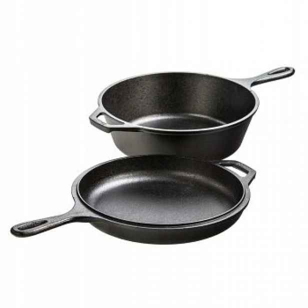Litinový Hrnec S Pokličkou Kotlík Pánev 3L 26,5cm 2v1 litina