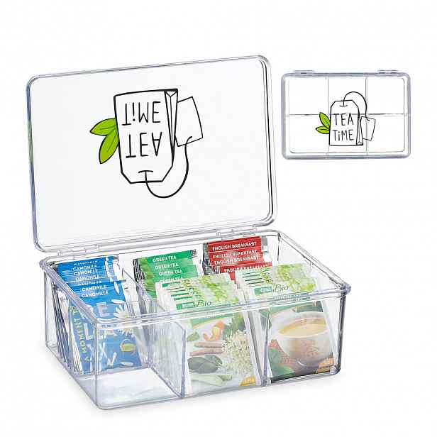 Relaxdays DÓZA Transparentní na čaj plast 6 přihrádek 21,5 cm