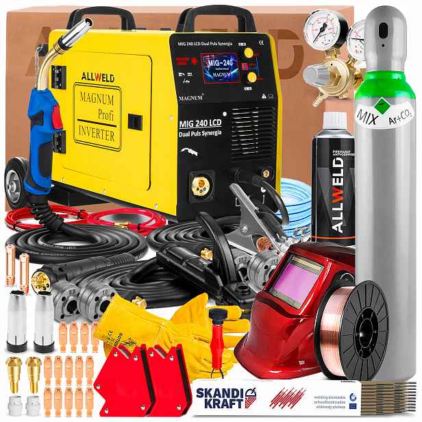 Svařovací Stroj Magnum Mig 240 LCD Dual Puls 230V 200A Tig Lift Puls Synergie