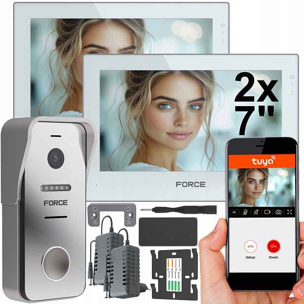 Videodomofon Force Prima Gt Duo 2x Monitor 7" Bílý Full Hd Brána WiFI Tuya