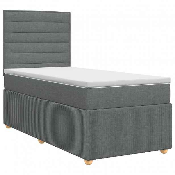 vidaXL Postel boxspring s matrací s čelo Tmavě šedá 80 x 200 cm Textil