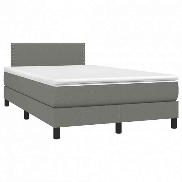 vidaXL Box spring postel s matrací tmavě šedá 120x190 cm textil