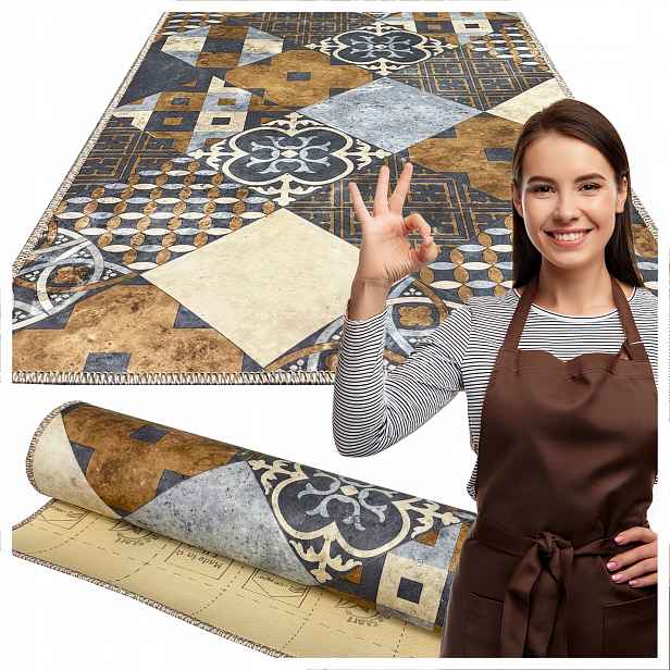 Koberec Běhoun do kuchyně Hotový 88x150 Podgumovaný Pvc Vinylový Měkký Patchwork