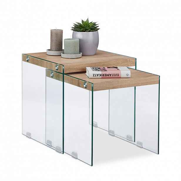 Relaxdays STOLKY Přírodní Transparentní 2-dílná sada