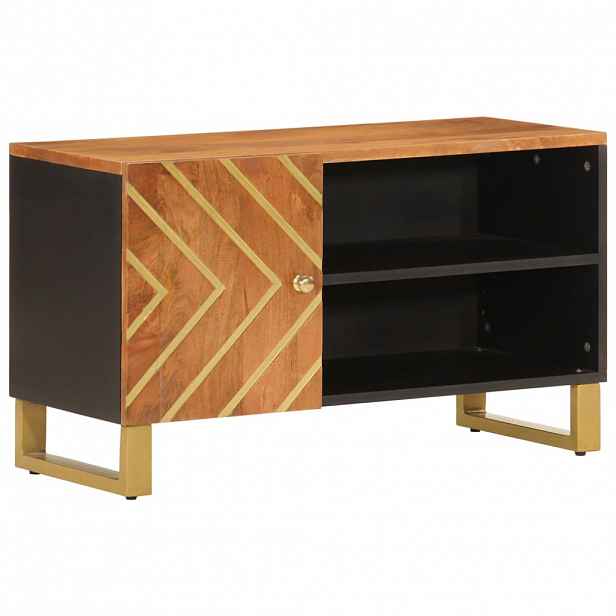 vidaXL TV skříňka hnědá a černá 80 x 31,5 x 46 cm masivní mangovník