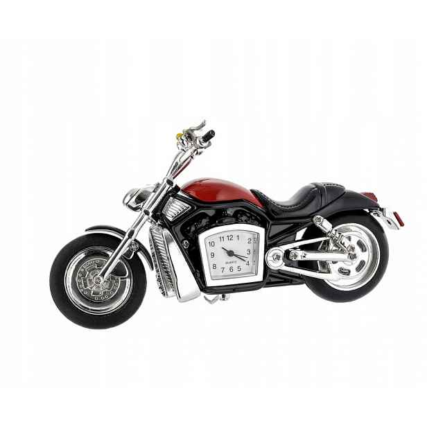 Motocyklové hodinky chopper červený motor kovový s hodinami ozdoba dekorace
