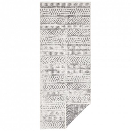 Šedo-krémový venkovní koberec Bougari Biri, 80 x 250 cm