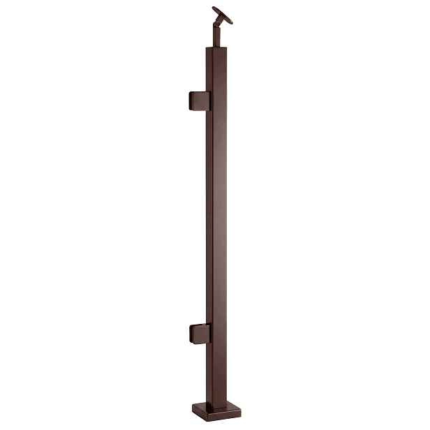 Startovací sloupek pro skleněné zábradlí 110 cm Hnědý 40x40 mm Loft