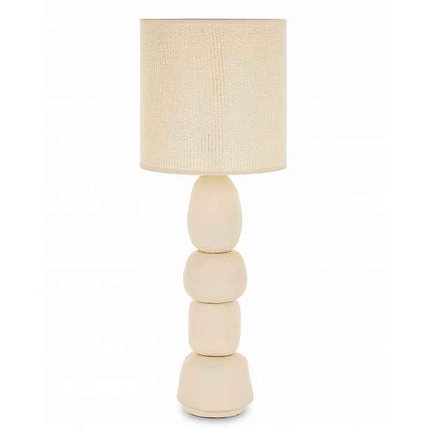 Stolní lampa pinterest loft světlá přírodní béžová textilní stínidlo Japandi