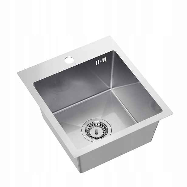 Ocelový jednokomorový zapuštěný dřez 40x45 sifon inox
