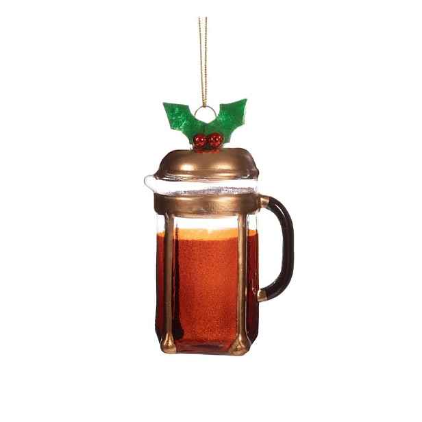 Skleněná ručně vyrobená vánoční ozdoba ø 5,5 cm Christmas Cafetiere – Sass & Belle