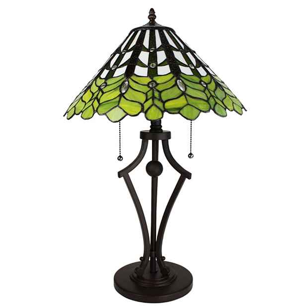 Zelená stolní lampa Tiffany Greena - Ø 41*62 cm E27/max 2*60W Clayre & Eef