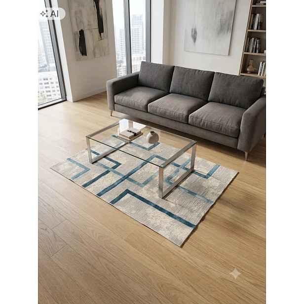 Koberec do obývacího pokoje 133 x 190 cm, vícebarevný, měkký vlas, plyšový