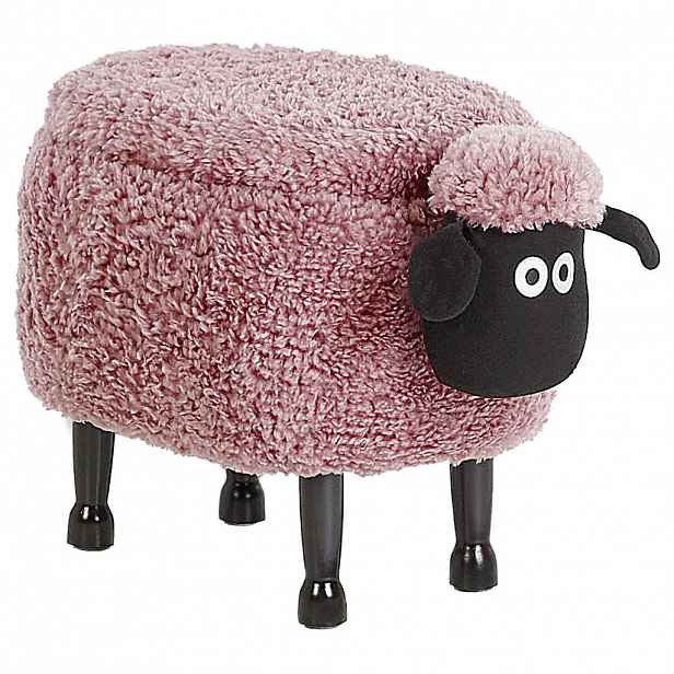 Beliani STOLIČKA VE TVARU ZVÍŘÁTKA Růžová Sheep 35/55/40 cm