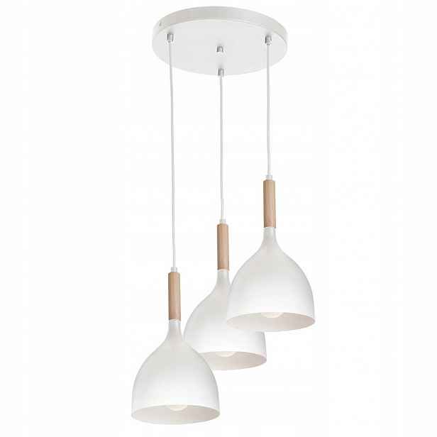 Bílá trojitá závěsná lampa na kruhu Noak Wood 1195 Luminex