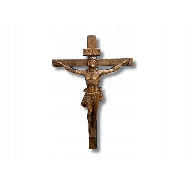Dřevěný kříž 60 cm ozdobný na zeď k zavěšení dárek pro kněze