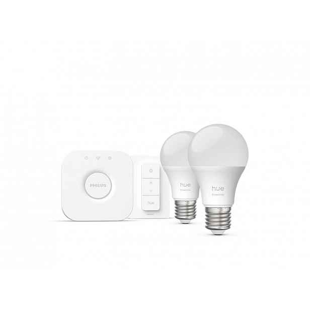 Philips Hue Essential - Chytrá sada se 2 žárovkami, můstkem Bridge a ovladačem 929004235410